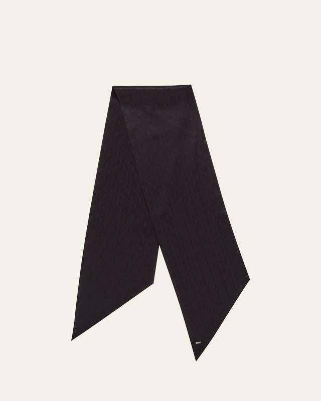 Jacquard Monogram Silk Twill Skinny Scarf